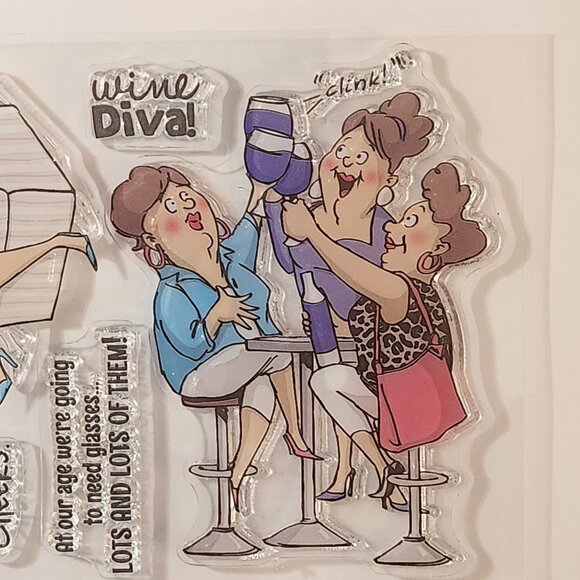 #64 Stamp Set Funny Ladies Wine Cheers Celebrate Friendship - Picture 4 of 6